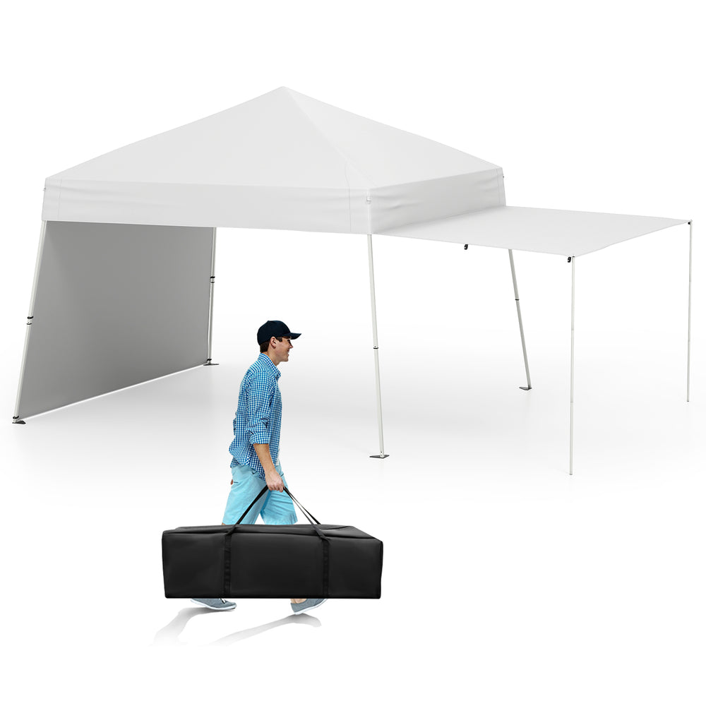 Pop up canopy tent with convertible sidewalls, portable storage bag, and UPF50+ sun protection for outdoor events.