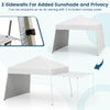 Pop-up canopy tent with 2 sidewalls for sun protection, featuring a white oxford canopy and adjustable height for.