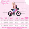 14-inch kids bike in pink with adjustable seat, dual brakes, and front basket, ideal for children aged 4-5 years old.