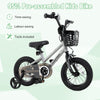 14-inch kids bike with adjustable seat, dual brake system, and removable training wheels for ages 4-5, pre-assembled.