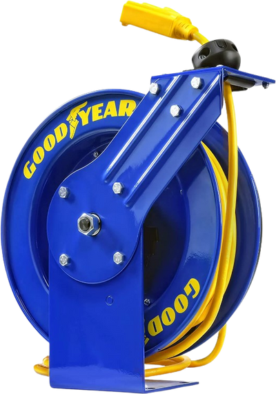 Goodyear GUR073 Retractable Extension Cord Reel Mountable 14AWG x 100' 14A Triple Connector New