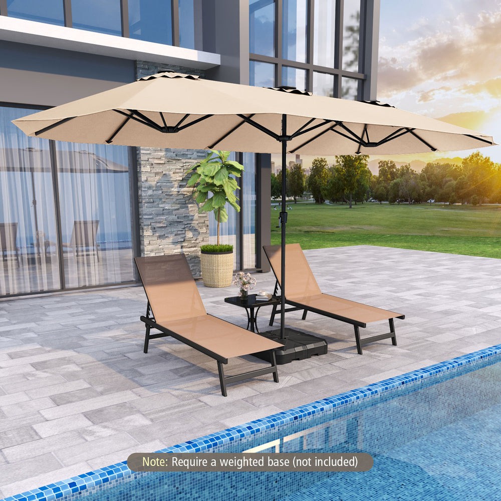 15.5 FT Extra-Large Patio Umbrella with LED Solar Lights and Crank Handle-Beige - Gallery View 1 of 10