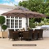 15.5 ft extra-large patio umbrella with LED solar lights, double-sided design, and crank handle for outdoor shade.