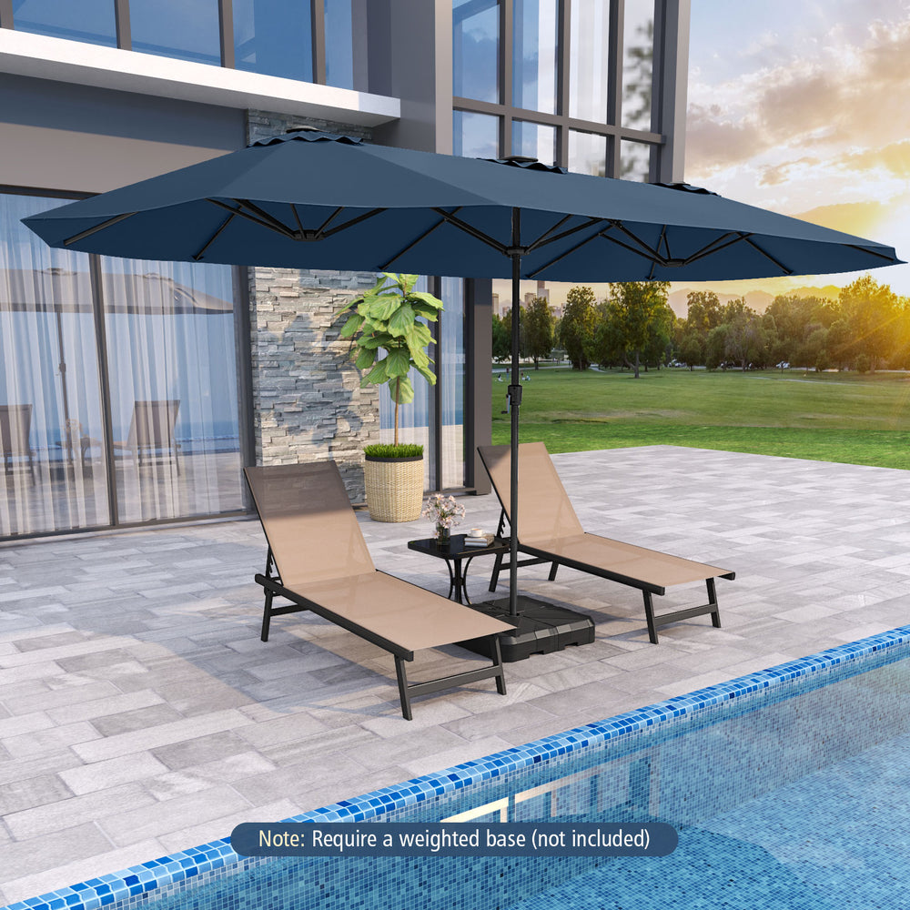 15.5 FT Extra-Large Patio Umbrella with LED Solar Lights and Crank Handle-Navy - Gallery View 1 of 10