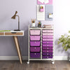 15-Drawer Utility Rolling Organizer Cart Multi-Use Storage-Purple - Gallery View 1 of 10