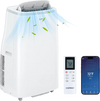 15000 BTU portable air conditioner in white with APP control, remote, and oscillation for efficient cooling in large.