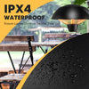 1500W electric patio heater with IPX4 waterproof design, ideal for outdoor use, providing cozy warmth and quiet.