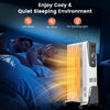 1500W electric space heater with 7 oil-filled slots, adjustable thermostat, and low noise for a cozy sleeping.