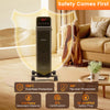 1500W oil-filled radiator heater in black with remote control, featuring tip-over and overheat protection for safe.