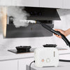 Portable 1500W steam cleaner in white with a 34 oz water tank, ideal for efficient cleaning of various surfaces.