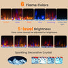 Flame settings display for the 23 Inch 1500W recessed electric fireplace insert with decorative crystal accents.