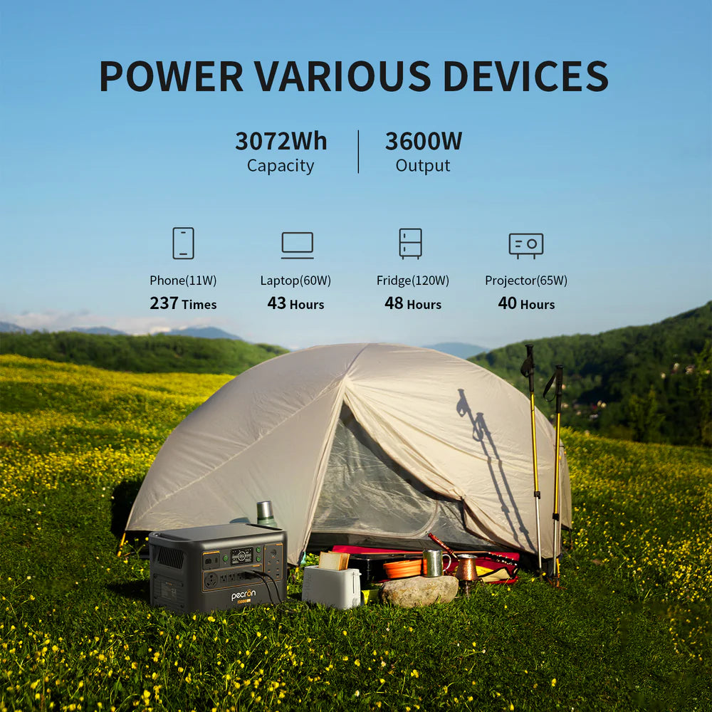 Pecron F3000LFP 3072Wh/3600W Portable Power Station Expandable Wi-Fi App Control New
