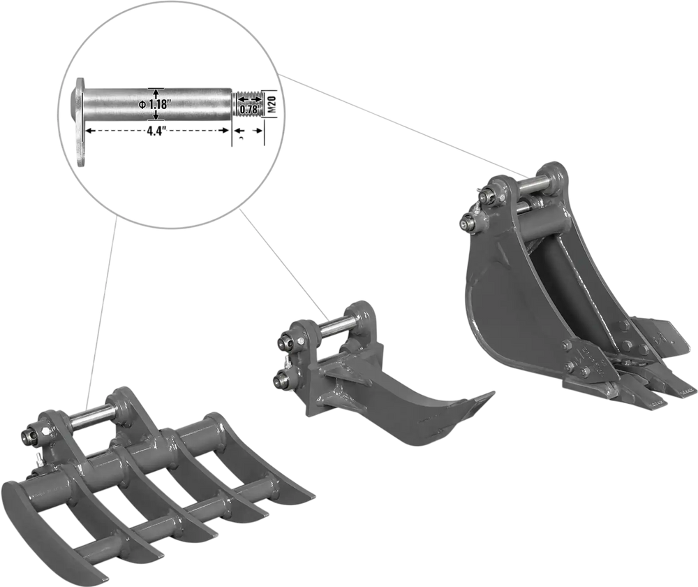 Attachment Set for Mini Compact Excavator MEC17, MEC17PRO (SKU: 150533; 150534）