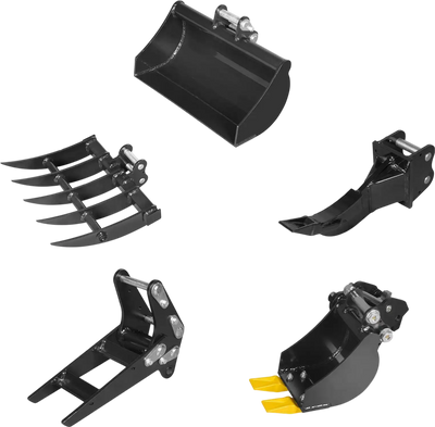 MechMaxx 150554 Mini Excavator Attachments 5-Piece Attachment Set for Mini Compact Excavator New