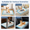 Pet wee pee piddle pads in various scenarios, featuring soft non-woven fabric for indoor and car use.