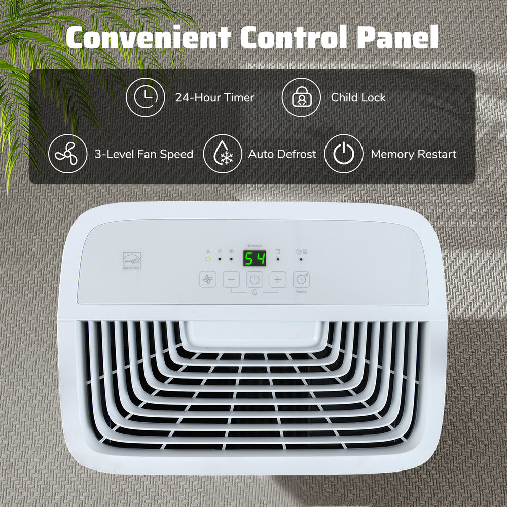 Top view of the 150 Pints Dehumidifier with LED display, featuring a 24-hour timer and child lock for easy operation.