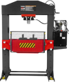 150 Ton H-Frame Electric Hydraulic Shop Press with Double-Acting Cylinder & Chain-Driven Table Lift,  110V Motor,  Fully Welded Steel Frame,  Safety Guard,  HSP150E