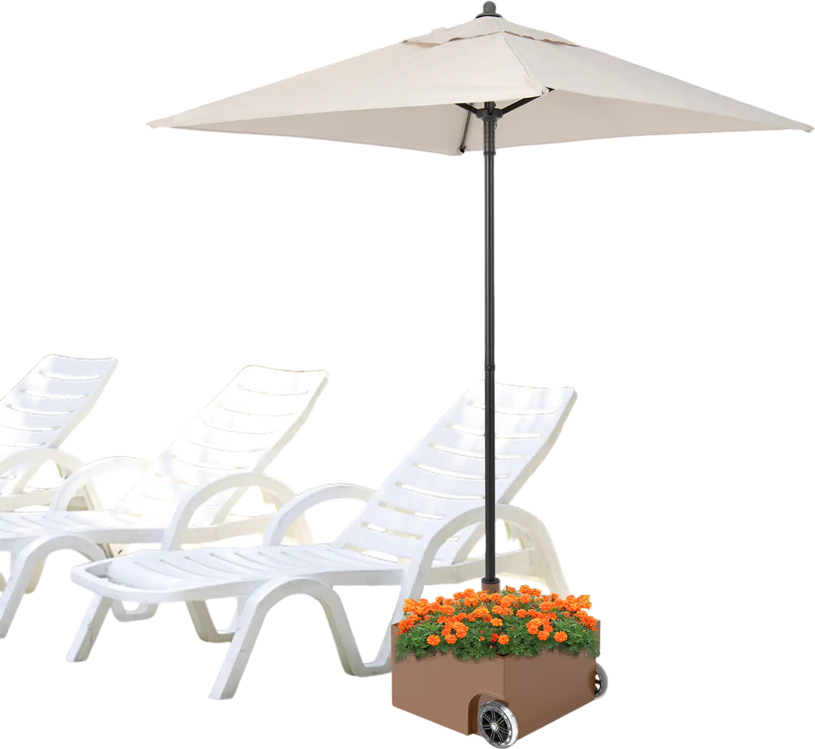 Costway 150 lbs Patio Umbrella Base Stand w/ Wheels Planter Outdoor Coffee 378214659 New