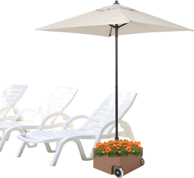 Costway 150 lbs Patio Umbrella Base Stand w/ Wheels Planter Outdoor Coffee 378214659 New