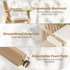 Acacia wood patio dining chair with removable cushion, ergonomic backrest, and adjustable foot pads for stability.
