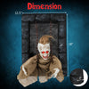 Hanging animated zombie prisoner decoration with glowing red eyes, sound activation, and detailed features for.