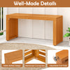 36-inch acacia wood patio bench with slatted design, adjustable foot pads, ideal for backyard or poolside seating.