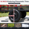 16-inch pneumatic tires with non-slip texture provide reliable traction on mud, grass, gravel, and snow for outdoor hauling.
