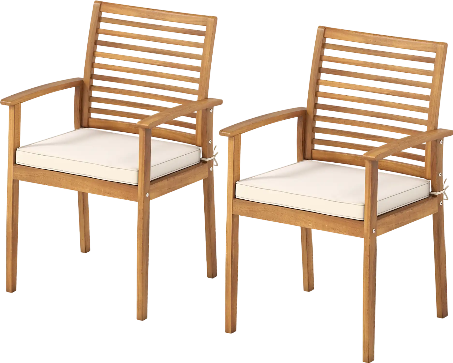 Costway Outdoor Patio Dining Chairs Set of 2 Removable Cushions Slatted Backrest 74582230 New