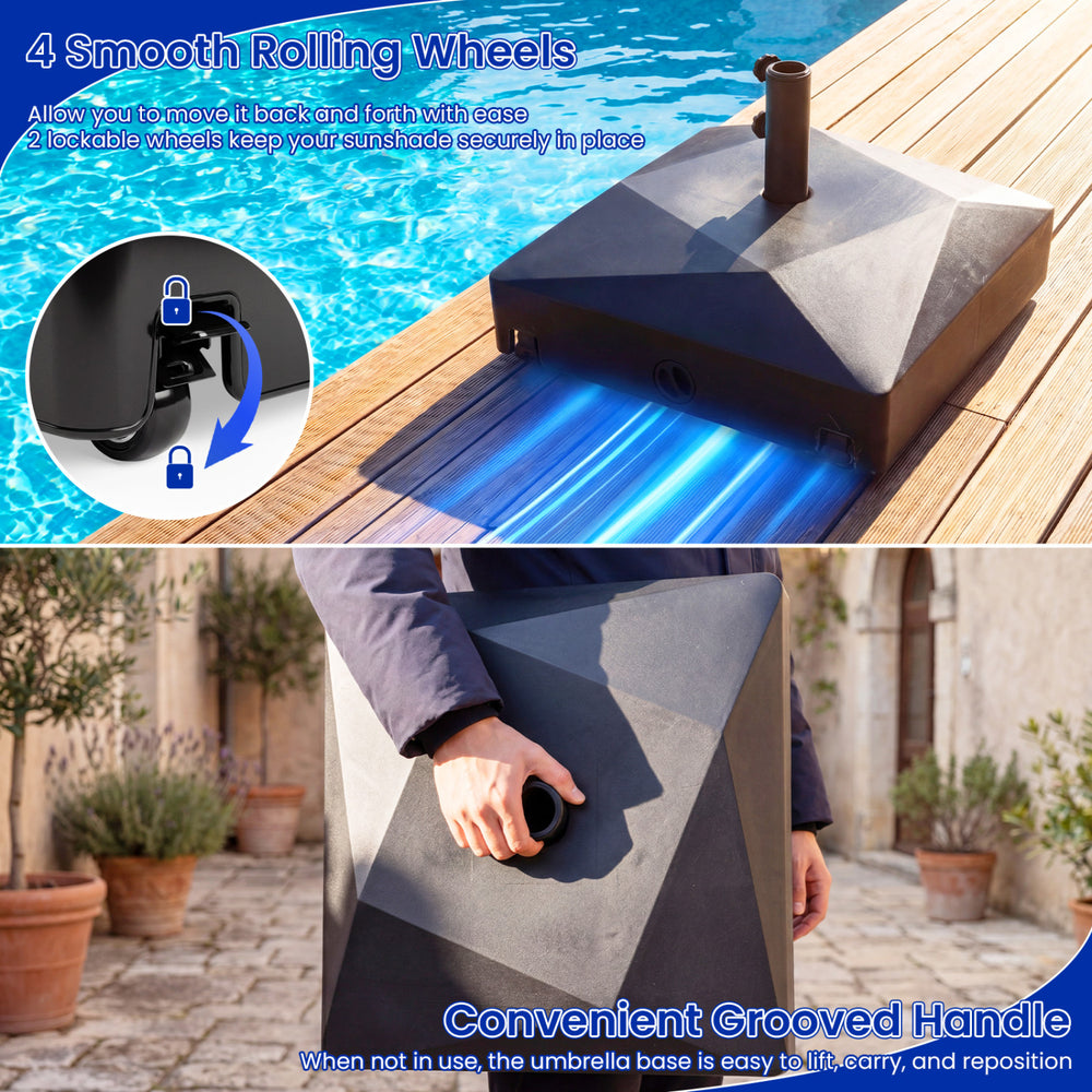 154lbs Mobile Fillable Patio Umbrella Base with 4 Wheels - Gallery View 9 of 10