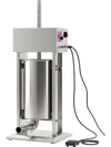 Electric sausage stuffer with 15L capacity, stainless steel construction, and four stuffing tubes for versatile sausage making.