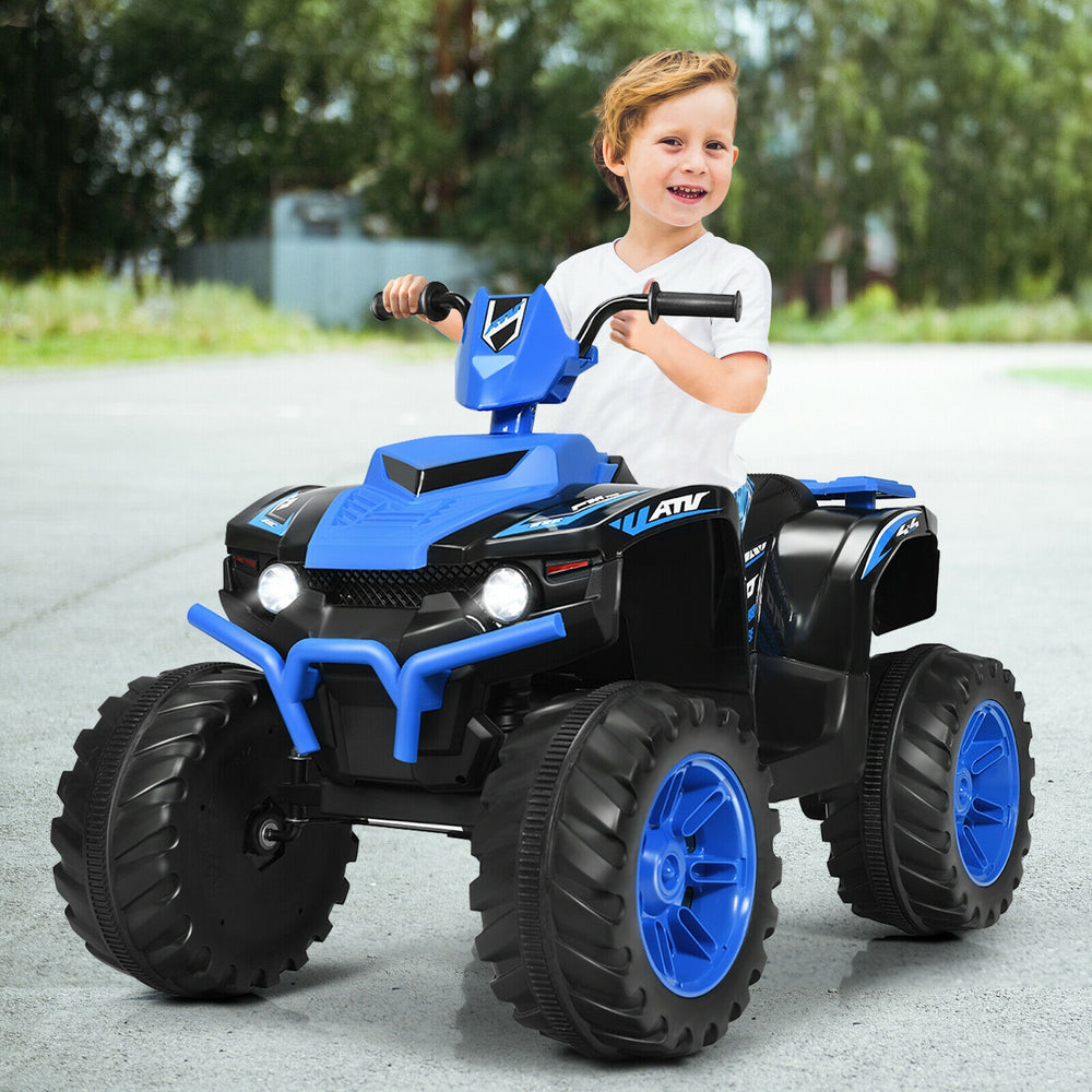 12V Kids Ride on ATV with LED Lights and Treaded Tires and LED lights-Navy - Gallery View 1 of 11