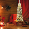 7.5 feet pre-lit snow flocked artificial pencil Christmas tree with 350 warm LED lights, perfect for small spaces.