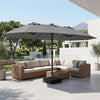15.5FT Extra-Large Patio Umbrella with Base 12 Reinforced Ribs-Gray - Gallery View 1 of 11