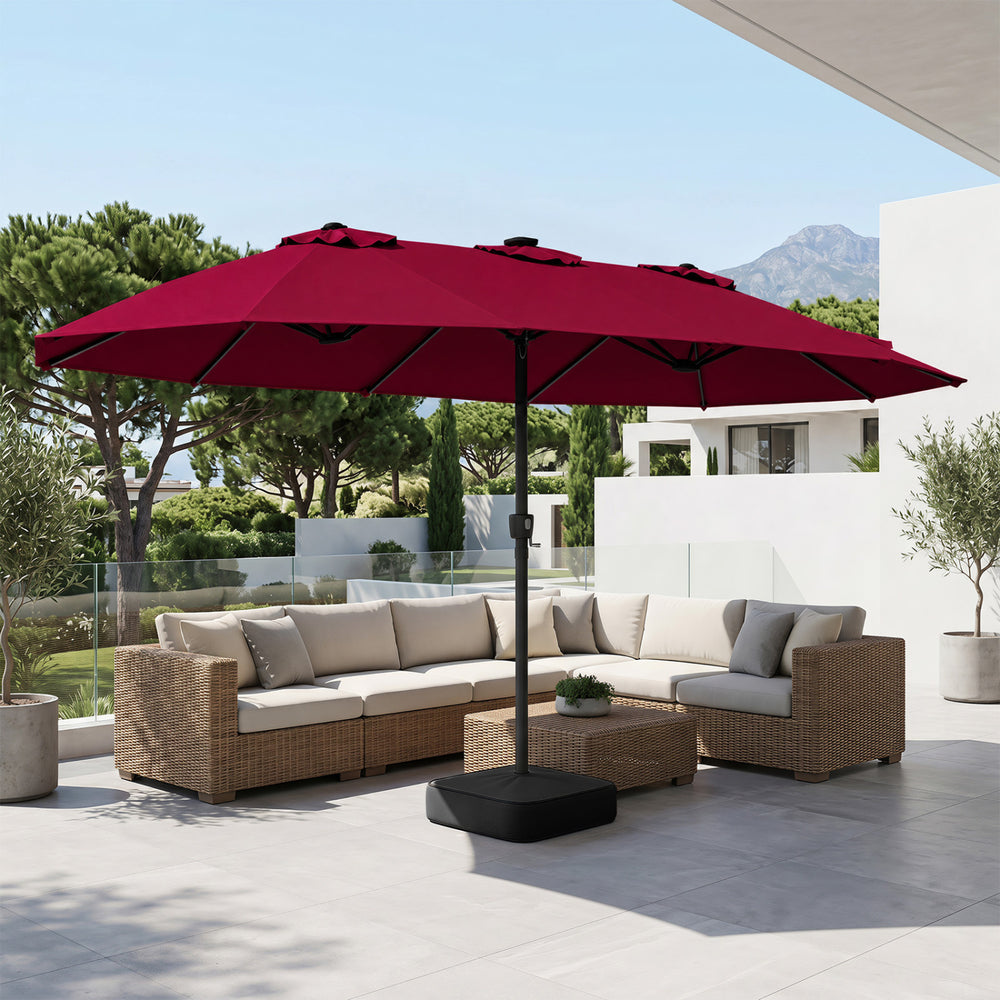 15.5FT Extra-Large Patio Umbrella with Base 12 Reinforced Ribs-Red - Gallery View 1 of 11