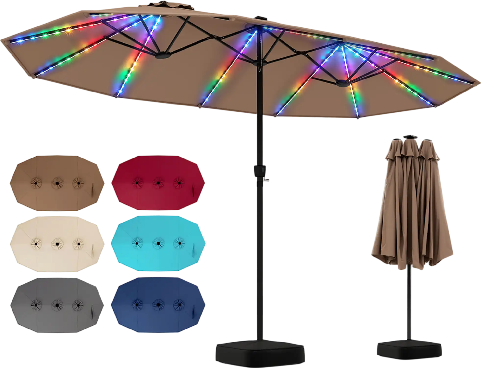 Costway 15.5' Extra-Large Patio Umbrella with Base 12 Reinforced Ribs 15471303 New