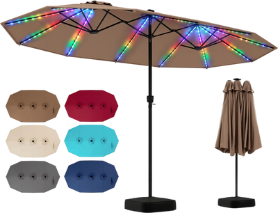 Costway 15.5' Extra-Large Patio Umbrella with Base 12 Reinforced Ribs 15471303 New