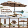 15.5FT extra-large brown patio umbrella with a convenient crank handle, ideal for providing shade by poolsides or gardens.