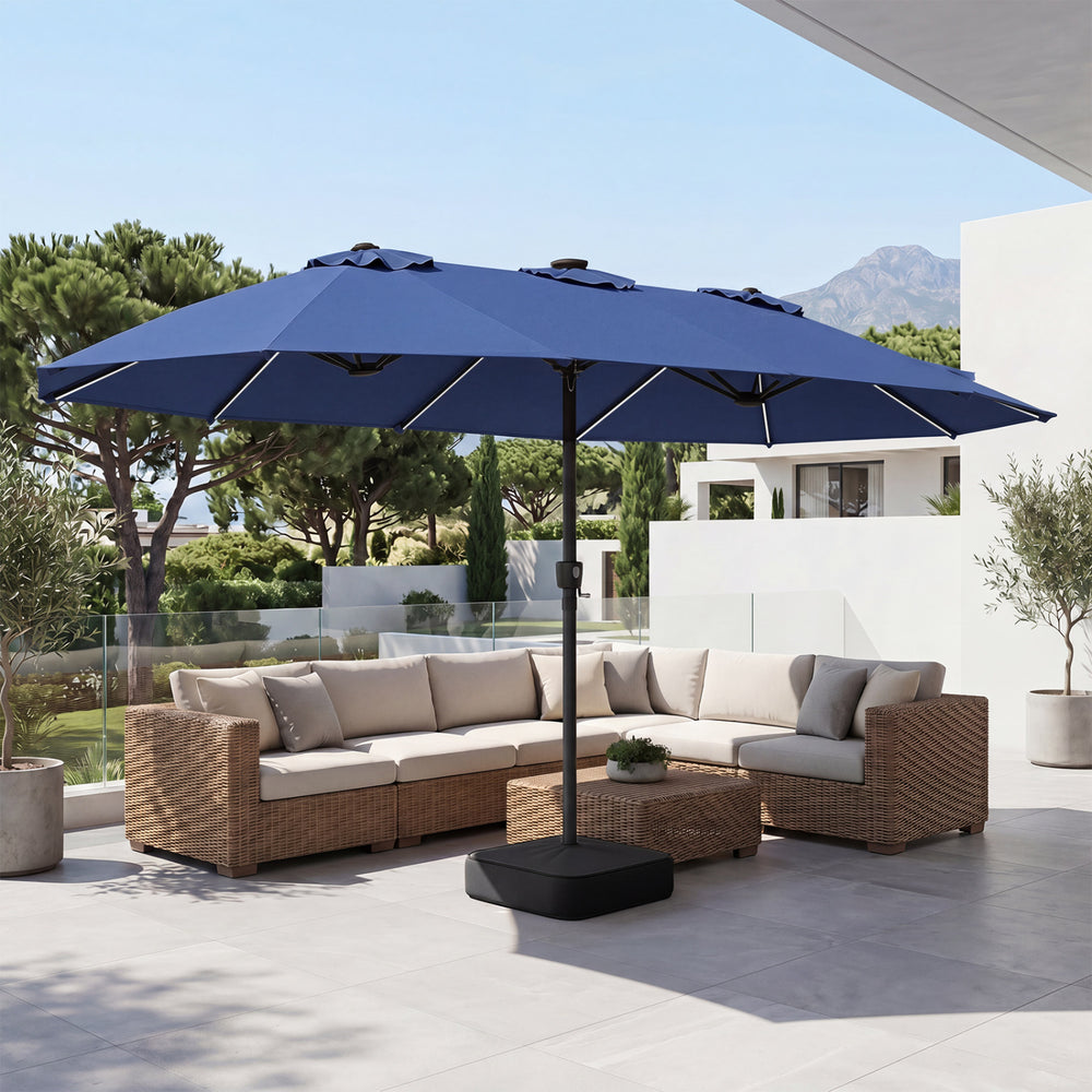 15.5FT Extra-Large Patio Umbrella with Base 12 Reinforced Ribs-Navy - Gallery View 1 of 11