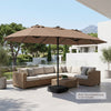 Extra-large 15.5FT brown patio umbrella with 12 reinforced metal ribs, ideal for providing shade in outdoor spaces.