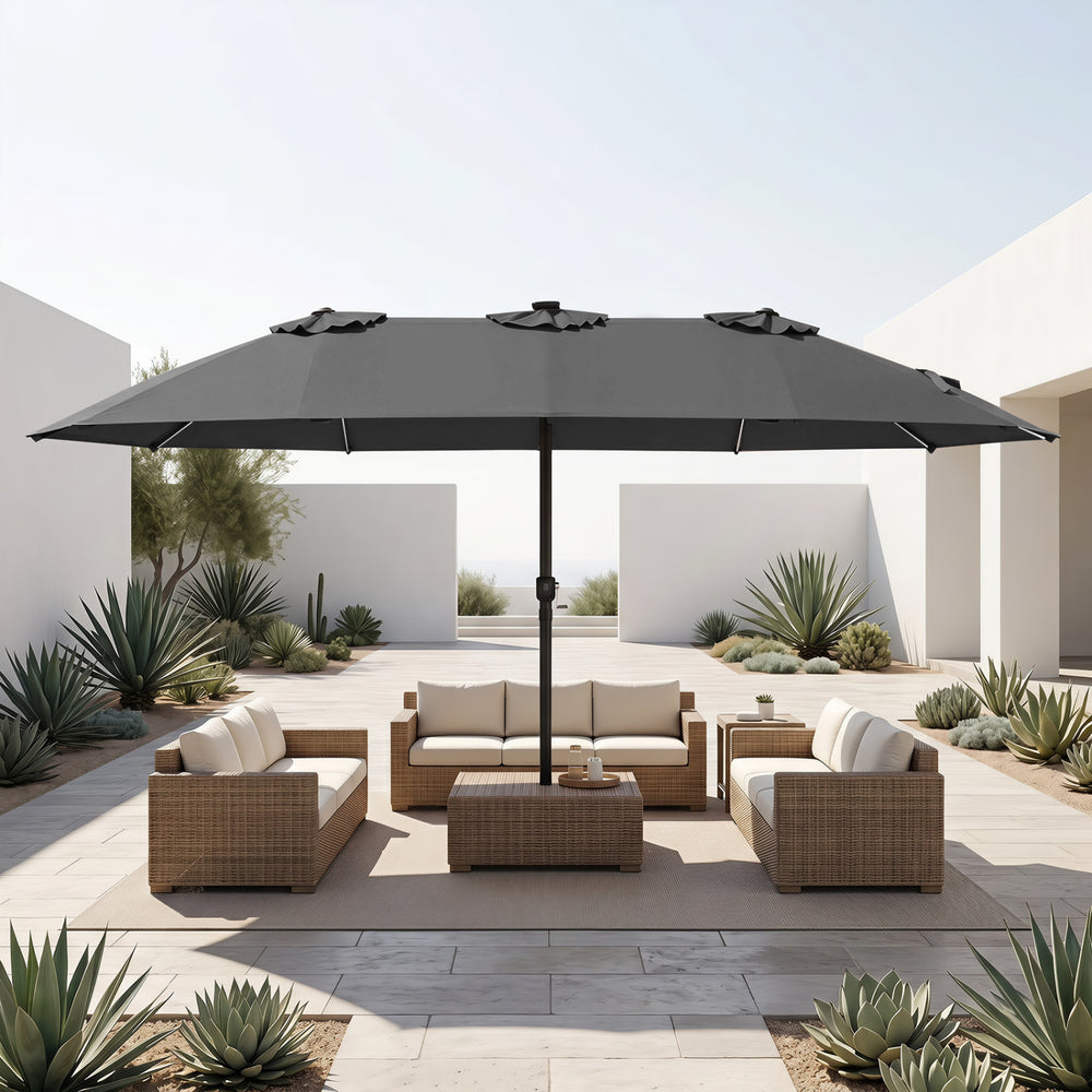 15.5FT Extra-Large Patio Umbrella 12 Reinforced Metal Ribs-Gray - Gallery View 1 of 11