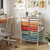 15-Drawer Rolling Storage Cart with Metal Tabletop and Pegboard-Macaron - Gallery View 1 of 10