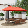 15 Feet Double-Sided Twin Patio Umbrella with Crank and Base-Orange - Gallery View 1 of 10