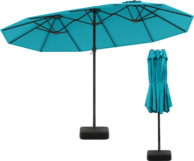 Costway 15' Double-Sided Twin Patio Umbrella with Crank and Base 72630198 New