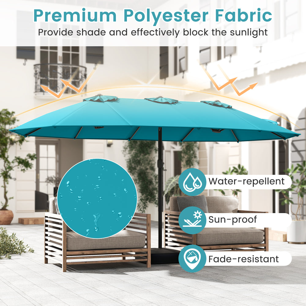15 double-sided patio umbrella twin sun canopy ft Double Sided UV Shelter Red large shade coverage 15 Feet Double-Sided Twin Patio