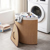 Bamboo laundry hamper with removable liner, 15-gal capacity, brown, perfect for bedrooms and laundry rooms.