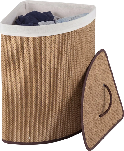 Costway 15 Gal Bamboo Laundry Hamper w/ Removable Liner 93924895 New