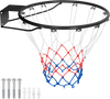 15-inch black basketball rim with all-weather net and mounting hardware, suitable for indoor and outdoor play.