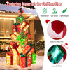 Lighted Christmas boxes with bows, featuring 483 LED lights, durable PVC for outdoor use, perfect for festive.