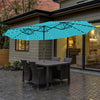 15 Feet Twin Patio Umbrella with 48 Solar LED Lights-Turquoise - Gallery View 1 of 10