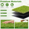 Close-up of 15 x 7 feet artificial turf rug with low 0.75 inch pile height, featuring soft, non-shedding grass yarn.